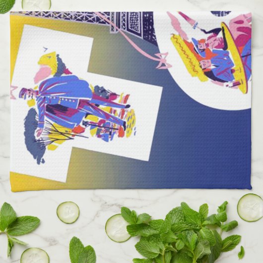  Eiffel Tower Paris Air Travel Adverteren Theedoek (Gevouwen)