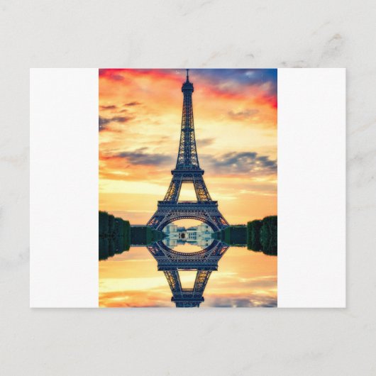 Eiffel Tower Paris Avond European Travel Briefkaart (Voorkant)
