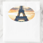 Eiffel Tower Paris Avond European Travel Ovale Sticker (Tas)