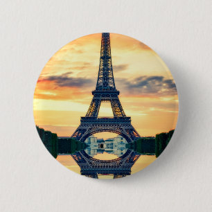 Eiffel Tower Paris Avond European Travel Ronde Button 5,7 Cm