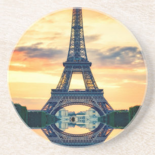 Eiffel Tower Paris Avond European Travel Zandsteen Onderzetter