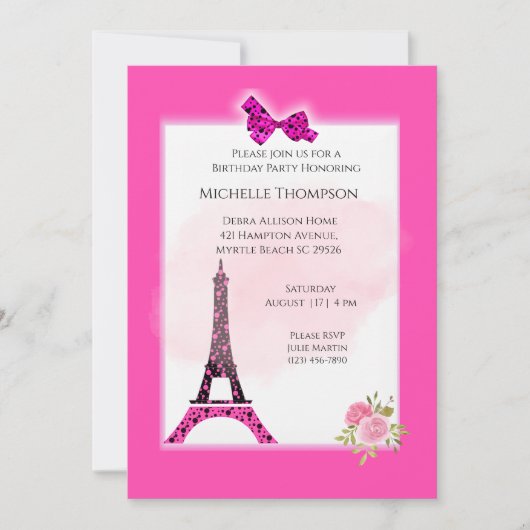 Eiffel Tower Paris Birthday Invitations Kaart (Voorkant)