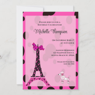 Eiffel Tower Paris Birthday Invitations Kaart