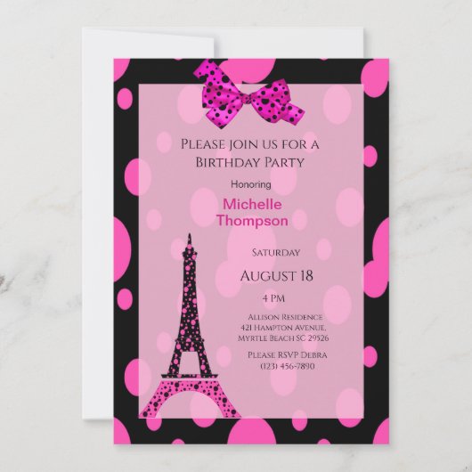 Eiffel Tower Paris Birthday Invitations Kaart (Voorkant)