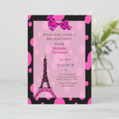 Eiffel Tower Paris Birthday Invitations Kaart (Staand voorkant)