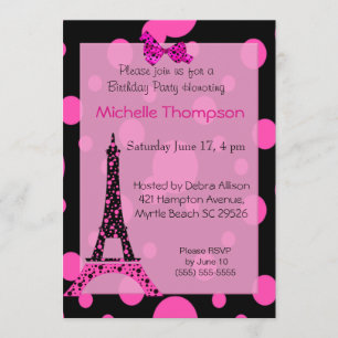 Eiffel Tower Paris Birthday Invitations Kaart