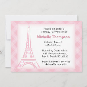 Eiffel Tower Paris Birthday Invitations Kaart