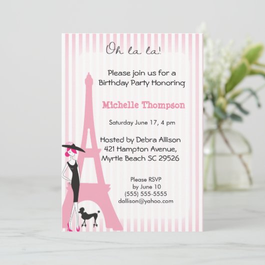 Eiffel Tower Paris Birthday Invitations Kaart (Staand voorkant)