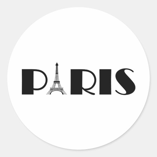 Eiffel Tower Paris Black & White Ronde Sticker (Voorkant)