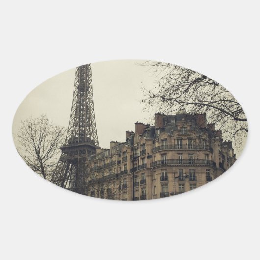 Eiffel Tower Paris City Building Architecture Ovale Sticker (Voorkant)