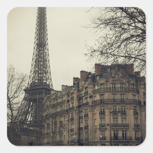 Eiffel Tower Paris City Building Architecture Vierkante Sticker (Voorkant)