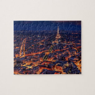 Eiffel Tower Paris City Night Europe Reisfoto Legpuzzel