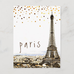 Eiffel Tower Paris City Rustic Uitzicht Briefkaart