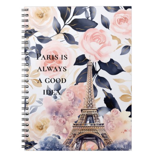 Eiffel Tower Paris Floral Notitieboek (Voorkant)