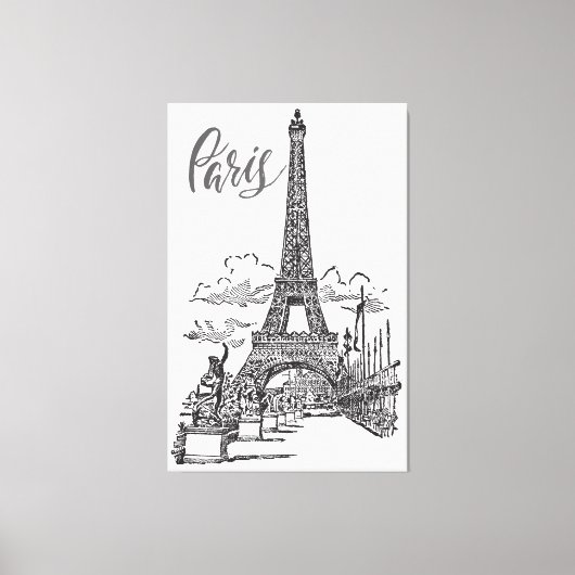 Eiffel Tower Paris Frankrijk Canvas Afdruk (Voorkant)