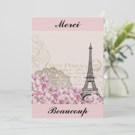  Eiffel Tower Paris Frankrijk Hartelijk dank Bedankkaart (Staand voorkant)