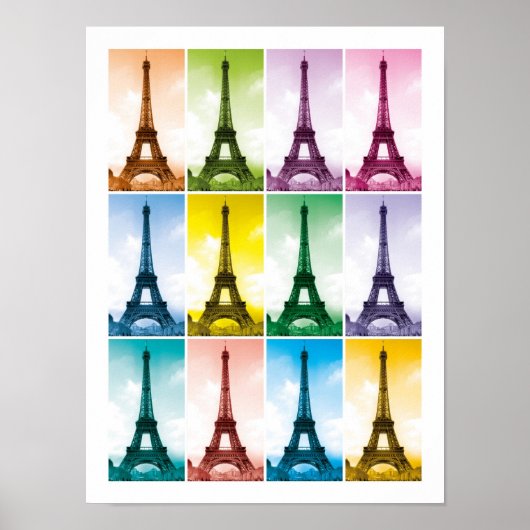 Eiffel Tower Paris Frankrijk Pop Art Poster (Voorkant)