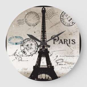 Eiffel Tower Paris Frankrijk Post Card Clock Grote Klok