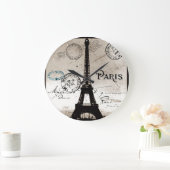 Eiffel Tower Paris Frankrijk Post Kaart Clock Grote Klok (Huis)