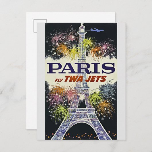 Eiffel Tower Paris Frankrijk Poster voor reizen Briefkaart (Voorkant / Achterkant)