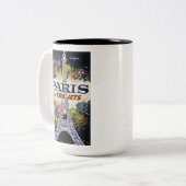 Eiffel Tower Paris Frankrijk Poster voor reizen Tweekleurige Koffiemok (Voorkant links)