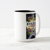 Eiffel Tower Paris Frankrijk Poster voor reizen Tweekleurige Koffiemok (Voorkant rechts)