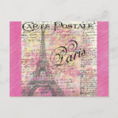 Eiffel Tower Paris Frankrijk  Roze Briefkaart (Voorkant)