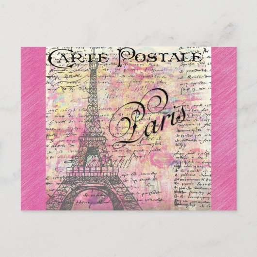 Eiffel Tower Paris Frankrijk  Roze Briefkaart (Voorkant)
