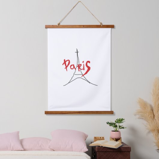 Eiffel Tower Paris Frankrijk Schets Hangend Wandkleed (Slaapkamer)