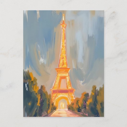 Eiffel Tower Paris Frankrijk Waterverf Briefkaart (Voorkant)