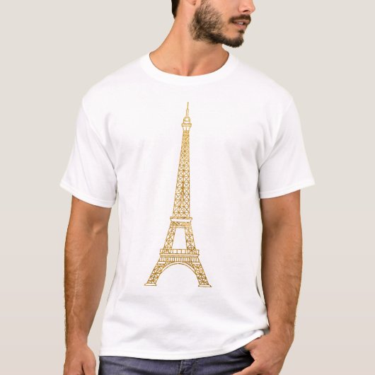 Eiffel Tower Paris Gold T-shirt (Voorkant)