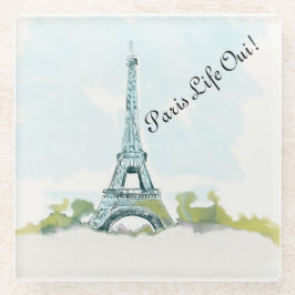 Eiffel Tower|Paris Life Oui Color Ink Illustratie Glazen Onderzetter