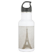 Eiffel Tower Paris linen burlap  rustige Waterfles (Voorkant)