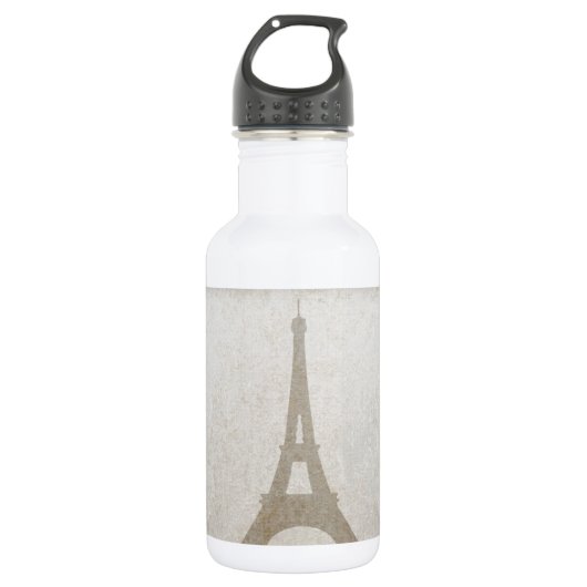 Eiffel Tower Paris linen burlap  rustige Waterfles (Voorkant)