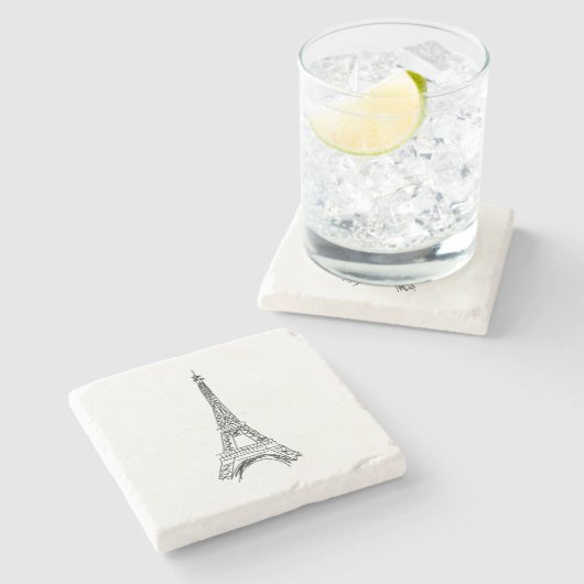 Eiffel Tower Paris Marble Stone Onderzetter (Zijkant)