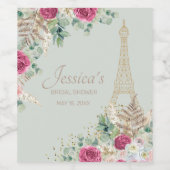 Eiffel Tower Paris Mint Green Vrijgezellenfeest Wijn Etiket (Enkel label)