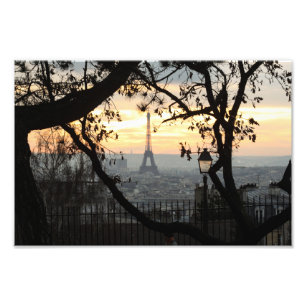 Eiffel Tower Paris Montmartre Sunset - Foto Afdruk