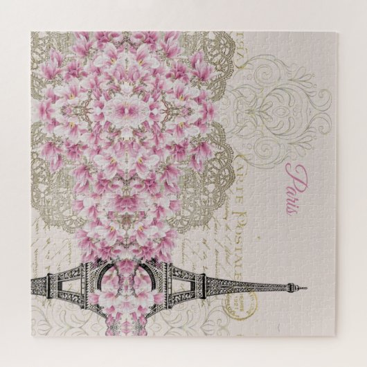 Eiffel Tower, Paris Pink Magnolia Legpuzzel (Horizontaal)