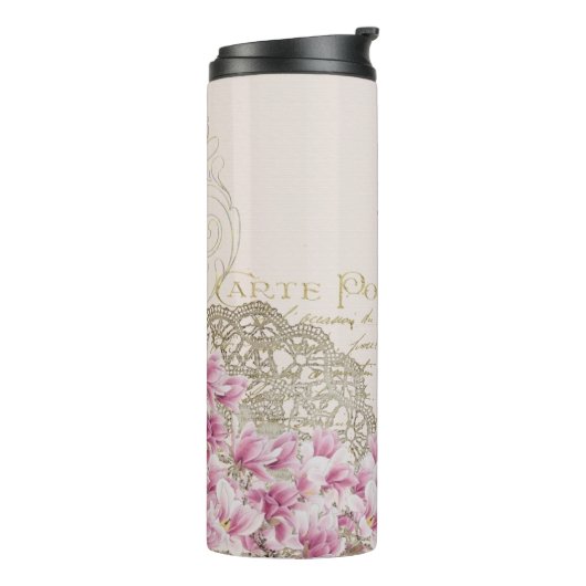 Eiffel Tower, Paris Pink Magnolia Thermosbeker (Gedraaid links)