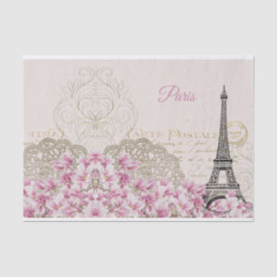Eiffel Tower, Paris Pink Magnolia Tissue Paper Tissuepapier
