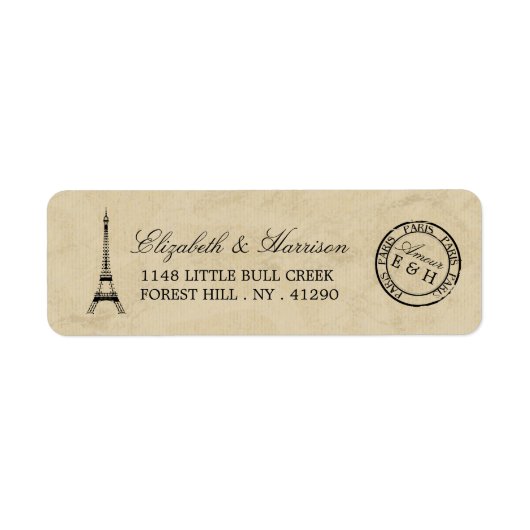  Eiffel Tower Paris Postmark Weddenschap Etiket (Voorkant)