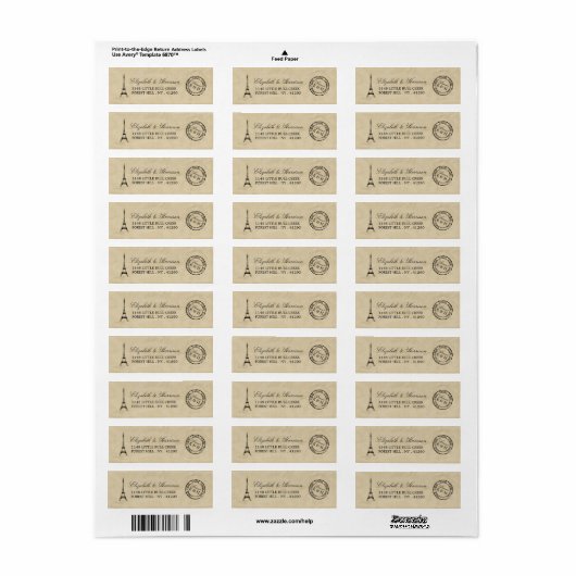 Eiffel Tower Paris Postmark Weddenschap Etiket (Full Sheet)