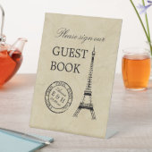 Eiffel Tower Paris Postmark Weddenschap Reclamebord Met Voetstuk (Insitu)