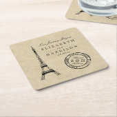 Eiffel Tower Paris Postmark Weddenschap Vierkante Kartonnen Onderzetter (Schuin)