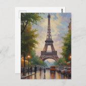 Eiffel Tower Paris Reis  Retro Art Briefkaart (Voorkant / Achterkant)
