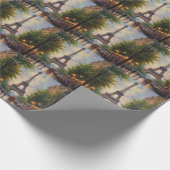 Eiffel Tower Paris Reis  Retro Art Cadeaupapier (Hoek)