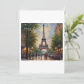 Eiffel Tower Paris Reis  Retro Art Feestdagenkaart (Staand voorkant)