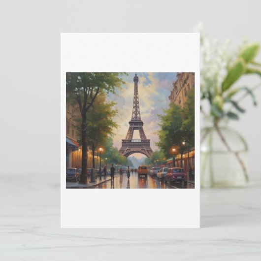 Eiffel Tower Paris Reis  Retro Art Feestdagenkaart (Staand voorkant)