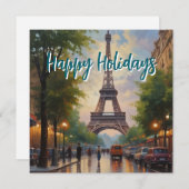 Eiffel Tower Paris Reis Retro Art Feestdagenkaart (Voorkant / Achterkant)