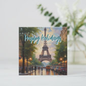 Eiffel Tower Paris Reis Retro Art Feestdagenkaart (Staand voorkant)